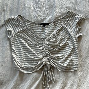 Gray and white striped crop top